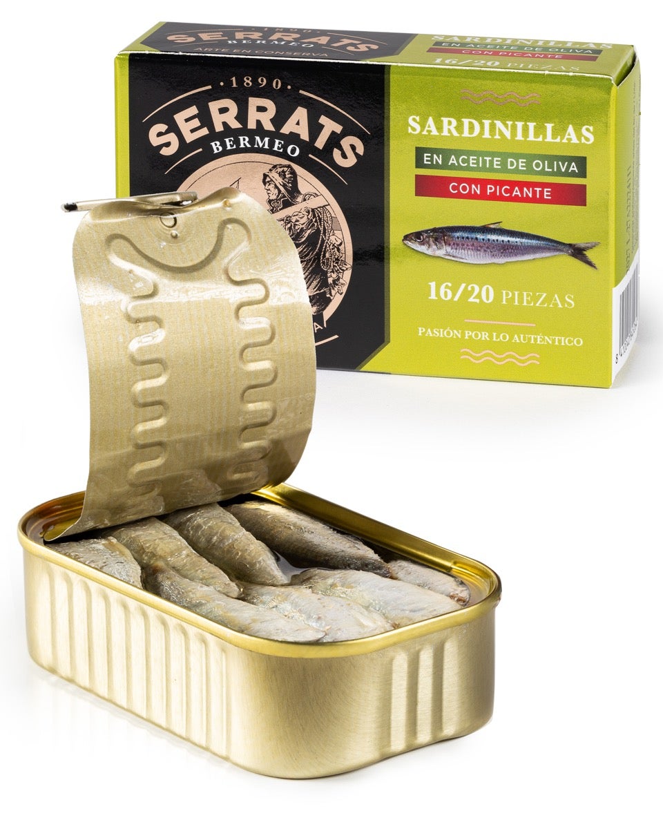 Sardinillas "txikis" en aceite de oliva PICANTES. 16/20 piezas.