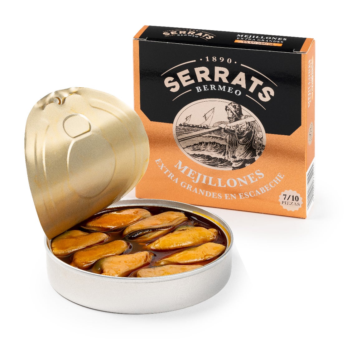 Mejillones GRANDES en escabeche. 7/10 piezas.