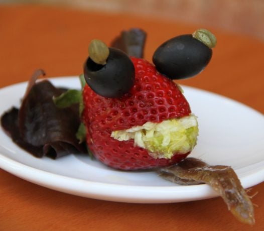 Dragón de primavera. Fresón con anchoa y ensalada