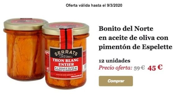 Oferta de Bonito del Norte con pimentón de Espelette