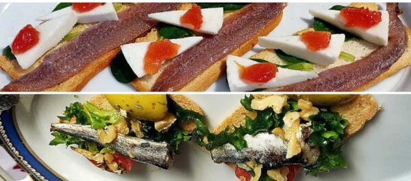 Tostas con sardinillas o anchoas del Cantábrico