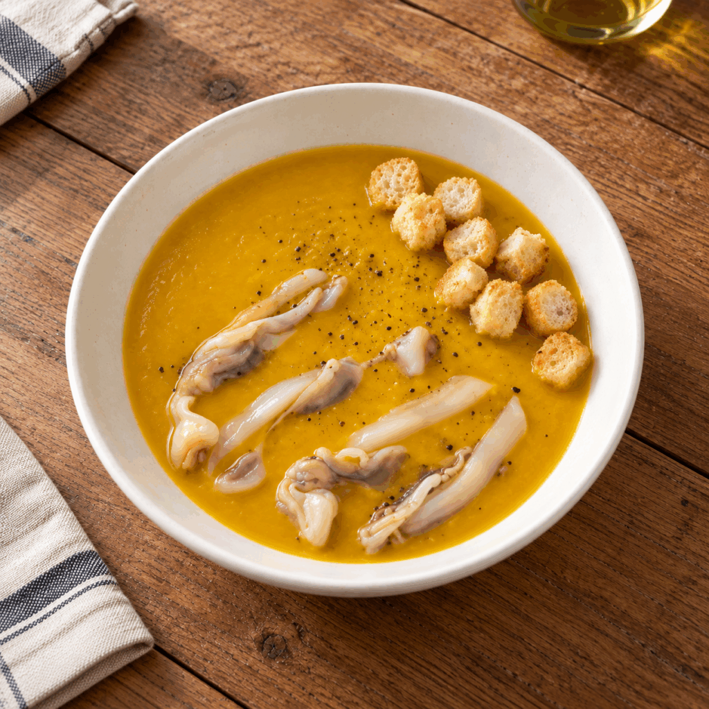 crema de calabaza con navajas