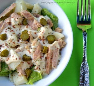 Ensalada especial con mayonesa de puerro