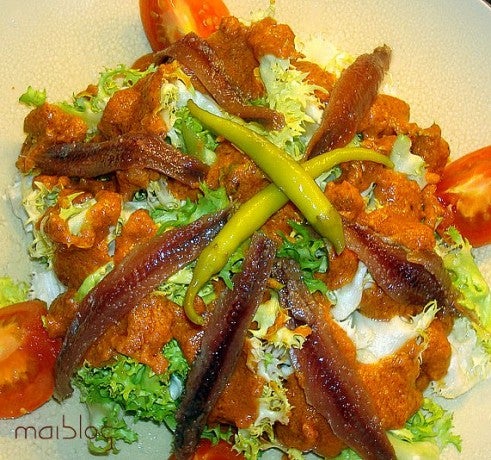 Escarola amb romesco con anchoas del Cantábrico de Conservas Serrats_2
