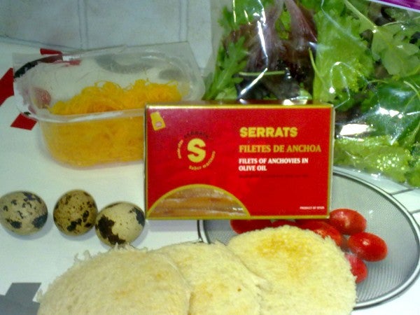 Ingredientes tostas de anchoas Serrats