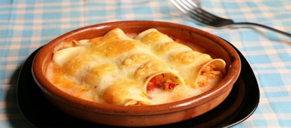 Canelones de atún y gambas sin gluten