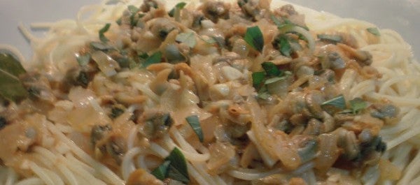 Espaguetis con berberechos