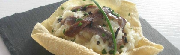 Receta de pappadums de anchoas del Cantábrico Serrats